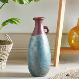 Wyld And Coco Handmade Terracotta Vase Blue And Brown 50Cm Retro Vintage-Inspired Decorative - thumbnail 2