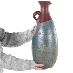 Wyld And Coco Handmade Terracotta Vase Blue And Brown 50Cm Retro Vintage-Inspired Decorative - thumbnail 3