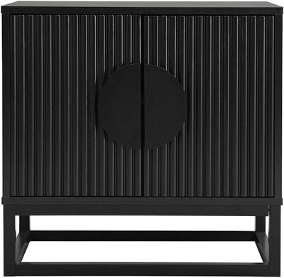 MMT Funiture Designs mmt Fluted 2-Door Storage Cabinet, Adjustable Shelf, Steel Legs, 60Cm L X40 Cm H - image 1