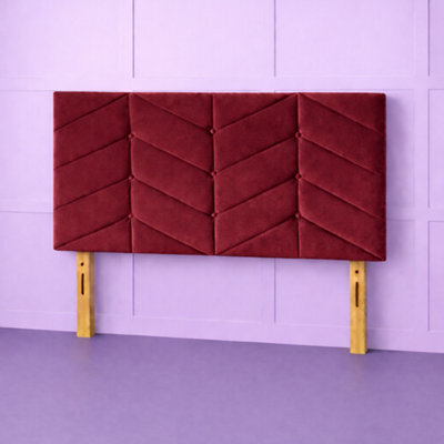 Comfy Deluxe 4Ft Small Double Rose Maroon Plush Velvet 26Inch Headboard