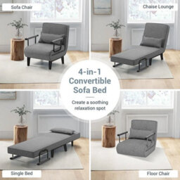 Fabric Sofa Bed Sleeper Couch Sofabed Settee Recliner Beds Folding Single 190X65Cm - thumbnail 4