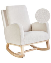 Wyld And Coco Off-White Boucle Rocking Armchair - Rubberwood Legs, Compact Nursery Seating, 68 X 100 X 100Cm - thumbnail 3