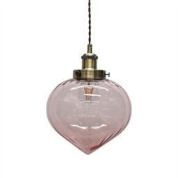 First Choice Lighting Set Of 2 Layla - Pink Glass Easy Fit Pendant Shades Brass Detail - thumbnail 2
