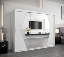 Arte Boliwia Contemporary 2 Mirrored Sliding Door Wardrobe 9 Shelves 2 Rails White (H)2000mm (W)2500mm (D)620mm - thumbnail 2