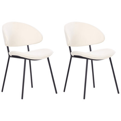 Beliani Set Of 2 Dining Chairs Kiana Fabric Light Beige - image 1