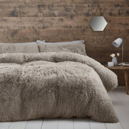 Catherine Lansfield Bedding Cuddly Deep Pile Duvet Cover Set With Pillowcases Natural - thumbnail 1