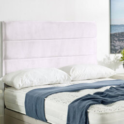 "Urban Textures - Siera Plush Velvet Upholstered Horizontal Lined Divan Bed Headboard 26"" - Baby Pink"