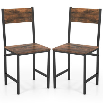 Costway Set Of 2 Dining Chairs Armless Industrial Kitchen Side Chairs W/ Metal Legs - image 1