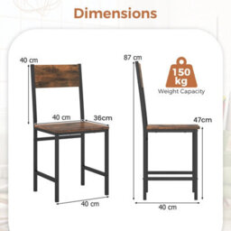 Costway Set Of 2 Dining Chairs Armless Industrial Kitchen Side Chairs W/ Metal Legs - thumbnail 2
