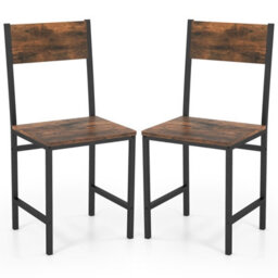 Costway Set Of 2 Dining Chairs Armless Industrial Kitchen Side Chairs W/ Metal Legs - thumbnail 1