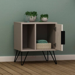 Decortie Glynn Modern Bedside Table Nightstand Metal Hairpin Legs 50Cm Storage White Bedroom - thumbnail 4