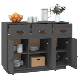 Berkfield Classic Sideboard Grey 100X40X75 Cm Solid Wood Pine - thumbnail 4