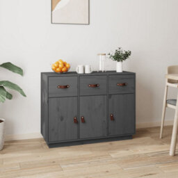 Berkfield Classic Sideboard Grey 100X40X75 Cm Solid Wood Pine - thumbnail 2