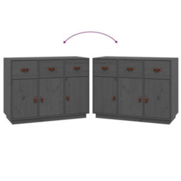 Berkfield Classic Sideboard Grey 100X40X75 Cm Solid Wood Pine - thumbnail 8