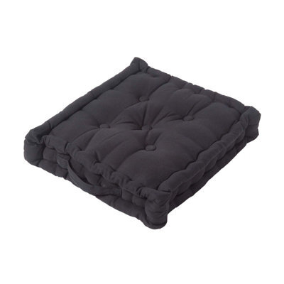 Homescapes Cotton Black Floor Cushion, 50 X 50 Cm - image 1