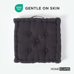 Homescapes Cotton Black Floor Cushion, 50 X 50 Cm - thumbnail 3
