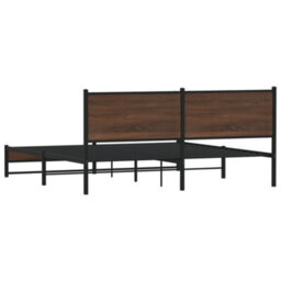 Berkfield Metal Bed Frame Without Mattress Brown Oak 180X200 Cm Super King - thumbnail 7