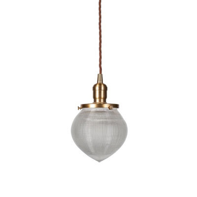 The Hollen Acorn Lacquered Antique Brass Prismatic Glass Style Pendant Light - Se Home - image 1