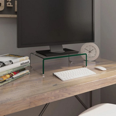 Berkfield Tv Stand/monitor Riser Glass Clear 40X25X11 Cm - image 1