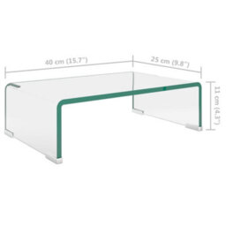 Berkfield Tv Stand/monitor Riser Glass Clear 40X25X11 Cm - thumbnail 6