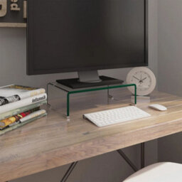 Berkfield Tv Stand/monitor Riser Glass Clear 40X25X11 Cm - thumbnail 1