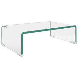 Berkfield Tv Stand/monitor Riser Glass Clear 40X25X11 Cm - thumbnail 2