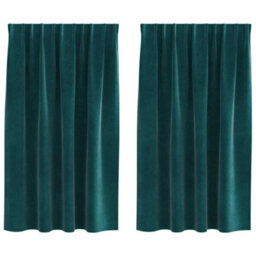 Berkfield Blackout Curtains With Top Tape 2 Pcs Dark Green Velvet - thumbnail 2