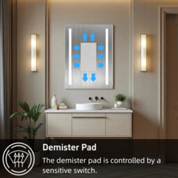 Sline 450X600mm Wall Mounted Metal Bathroom Mirror Cabinet With 3 Lights Modes And Shaver Socket Ip44 - thumbnail 4
