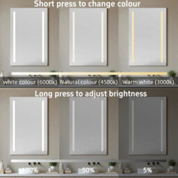 Sline 450X600mm Wall Mounted Metal Bathroom Mirror Cabinet With 3 Lights Modes And Shaver Socket Ip44 - thumbnail 3