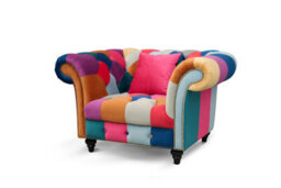 Multicoloured Patchwork Velvet  3 + 1 Seater Chesterfield Sofa And Armchair Set For Living Room Portofino - thumbnail 4