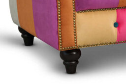 Multicoloured Patchwork Velvet  3 + 1 Seater Chesterfield Sofa And Armchair Set For Living Room Portofino - thumbnail 8