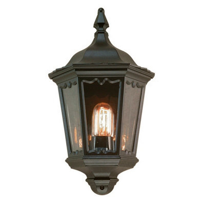 Outdoor Rated Ip43 Black Led Half Lantern Wall Light For Exterior Use