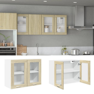 Berkfield Hanging Glass Cabinet Sonoma Oak 80X31X60 Cm Engineered Wood - image 1