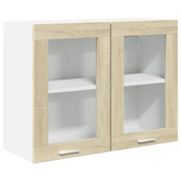 Berkfield Hanging Glass Cabinet Sonoma Oak 80X31X60 Cm Engineered Wood - thumbnail 2
