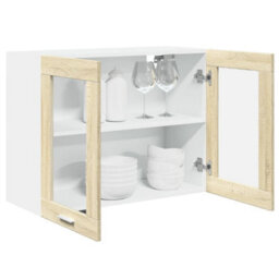 Berkfield Hanging Glass Cabinet Sonoma Oak 80X31X60 Cm Engineered Wood - thumbnail 4