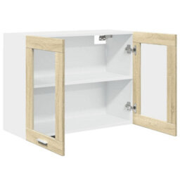 Berkfield Hanging Glass Cabinet Sonoma Oak 80X31X60 Cm Engineered Wood - thumbnail 6