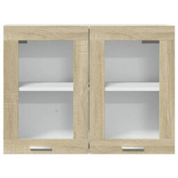 Berkfield Hanging Glass Cabinet Sonoma Oak 80X31X60 Cm Engineered Wood - thumbnail 5