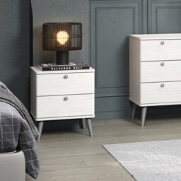 Core Products Augusta Curve 2 Drawer Bedside Cabinet, White H53.0Cm X W45.0Cm X D39.5Cm