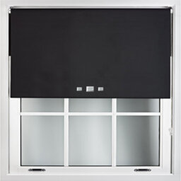 Furnished Blackout Roller Blinds With Triple Square Eyelets And Metal Fittings- Black Trimmable (W)55Cm (L)165Cm
