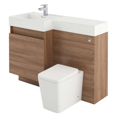 Plum&clay Solstice Natural Oak Left Hand Bathroom Vanity Basin & Wc Unit Combination (W)1200mm (H)890mm - image 1