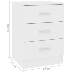 Vidaxl Bedside Cabinet White 38X35X56 Cm Engineered Wood - thumbnail 6
