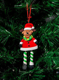 Shatchi Christmas Tree Hanging Decoration 12Pcs Santa Snowman Reindeer - thumbnail 9