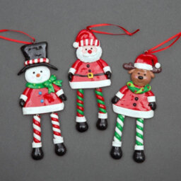 Shatchi Christmas Tree Hanging Decoration 12Pcs Santa Snowman Reindeer - thumbnail 3