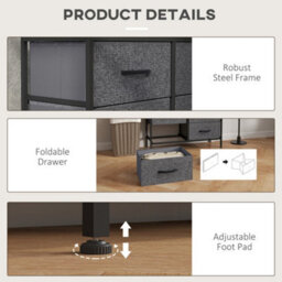 Wyld Haus Sodofi Black 8-Drawer Industrial Fabric Chest With Steel Frame, 80W X 30D X 81.5H Cm - thumbnail 6
