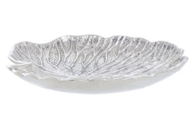 Orsina Small Silver Finish Lotus Leaf Plate, Cast Aluminium With Detailed Veining, Ideal For Displaying Jewelry - image 1