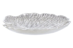 Orsina Small Silver Finish Lotus Leaf Plate, Cast Aluminium With Detailed Veining, Ideal For Displaying Jewelry - thumbnail 1