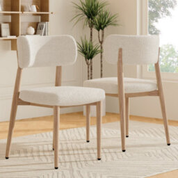 Bouclé Dining Chairs With Metal Legs, Natural Wood Colour, Set Of 4 - thumbnail 3