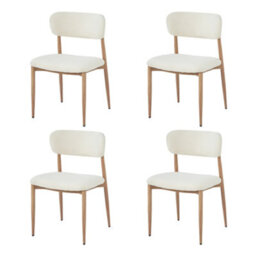 Bouclé Dining Chairs With Metal Legs, Natural Wood Colour, Set Of 4 - thumbnail 7