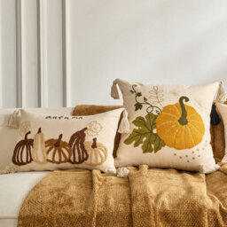 Amorly Autumn Letter Pumpkin Lumbar Cushion Cover 30X50Cm, Tassel Farmhouse Style Pillow Case Only No Insert For Fall Home Decor - thumbnail 7