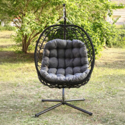 Hebden Garden Hanging Egg Chair - Dark Grey - thumbnail 2